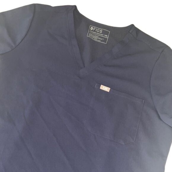 Figs Navy Blue V Neck Short Sleeves Scrub Top Size XXL - Picture 1 of 8
